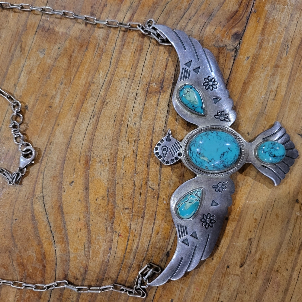 Silver and Blue Cross Pendant Necklace